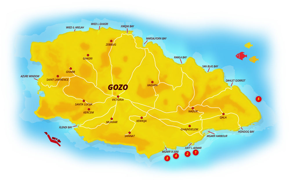 Gozo Diving Map